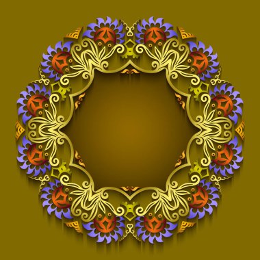 Soyut vektör süslemeli doğa vintage çerçeve.