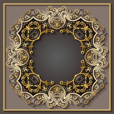 Soyut vektör süslemeli doğa vintage çerçeve.