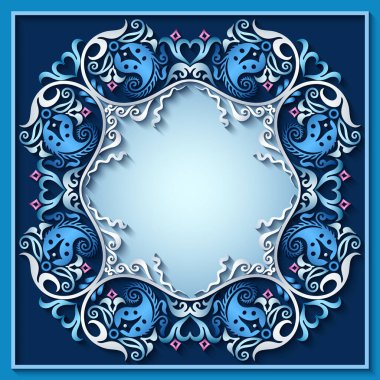 Soyut vektör süslemeli doğa vintage çerçeve.