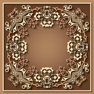 Soyut vektör süslemeli doğa vintage çerçeve.