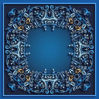 Soyut vektör süslemeli doğa vintage çerçeve.