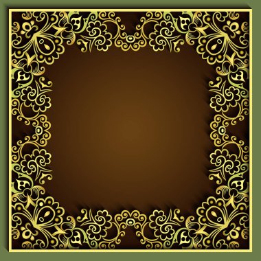 Soyut vektör süslemeli doğa vintage çerçeve.