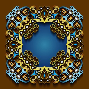 Soyut vektör süslemeli doğa vintage çerçeve.