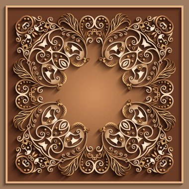 Soyut vektör süslemeli doğa vintage çerçeve.