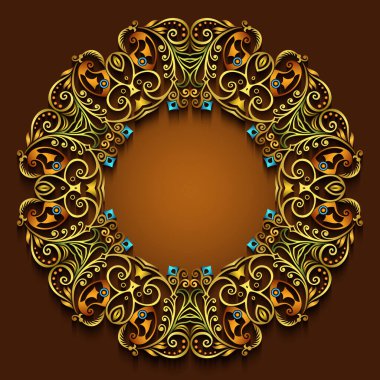 Soyut vektör süslemeli doğa vintage çerçeve.