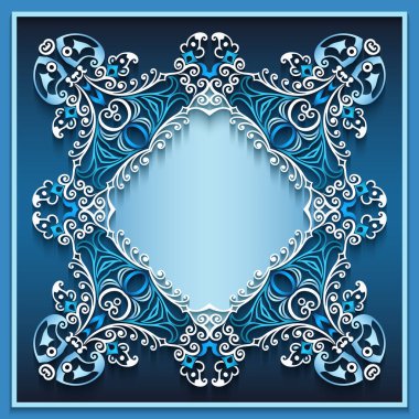 Soyut vektör süslemeli doğa vintage çerçeve.