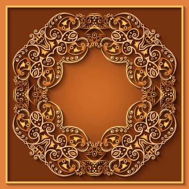 Soyut vektör süslemeli doğa vintage çerçeve.