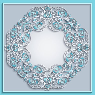 Soyut vektör süslemeli doğa vintage çerçeve.