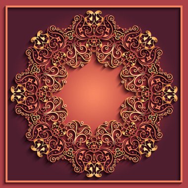 Soyut vektör süslemeli doğa vintage çerçeve.