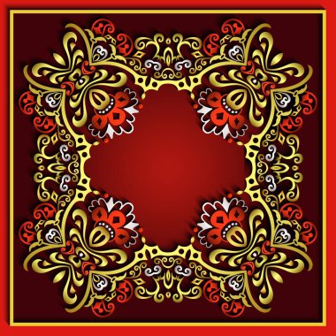 Soyut vektör süslemeli doğa vintage çerçeve.