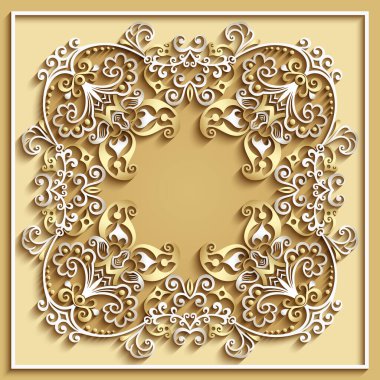 Soyut vektör süslemeli doğa vintage çerçeve.