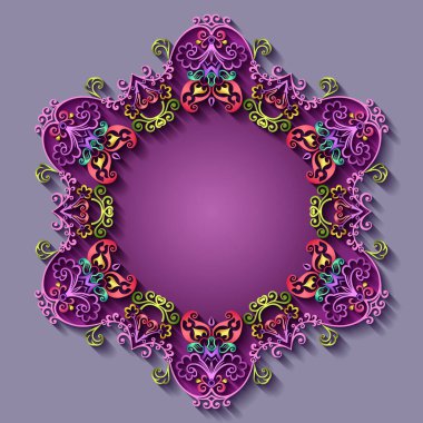 Soyut vektör süslemeli doğa vintage çerçeve.