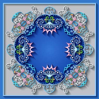 Soyut vektör süslemeli doğa vintage çerçeve.