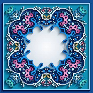 Soyut vektör süslemeli doğa vintage çerçeve.