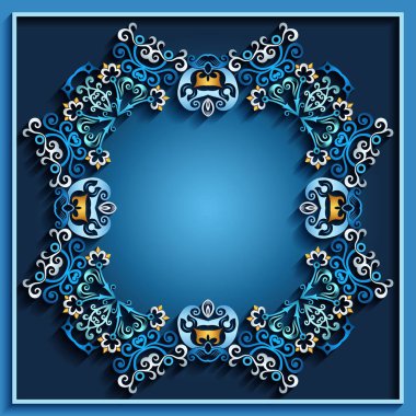 Soyut vektör süslemeli doğa vintage çerçeve.