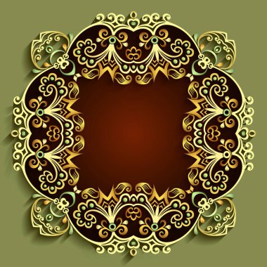 Soyut vektör süslemeli doğa vintage çerçeve.