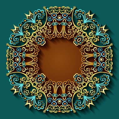 Soyut vektör süslemeli doğa vintage çerçeve.