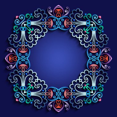 Soyut vektör süslemeli doğa vintage çerçeve.