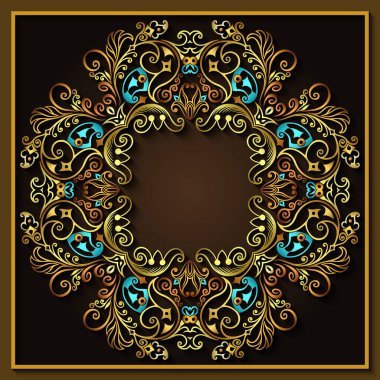 Soyut vektör süslemeli doğa vintage çerçeve.