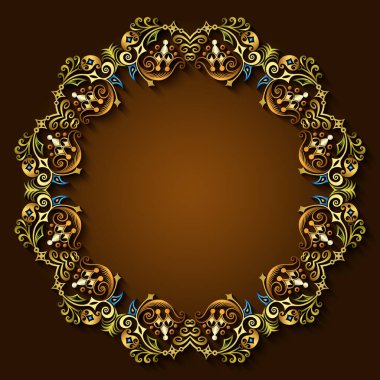 Soyut vektör süslemeli doğa vintage çerçeve.