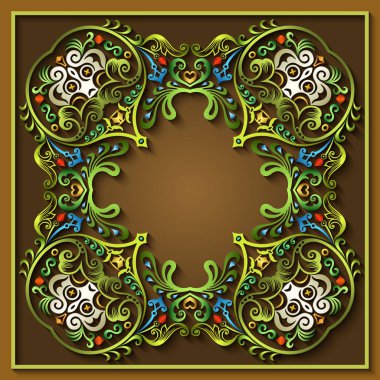 Soyut vektör süslemeli doğa vintage çerçeve.