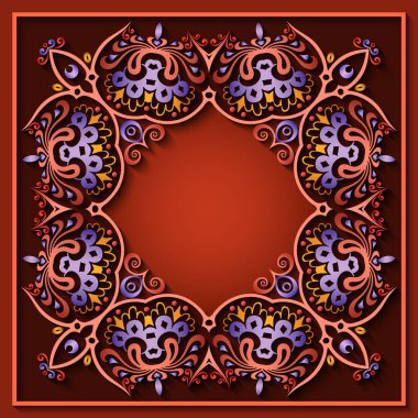 Soyut vektör süslemeli doğa vintage çerçeve.