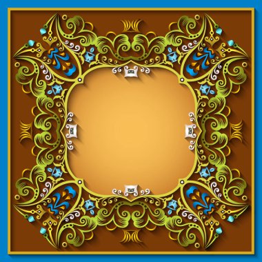 Soyut vektör süslemeli doğa vintage çerçeve.