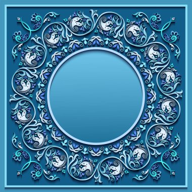 Soyut vektör süslemeli doğa vintage çerçeve.