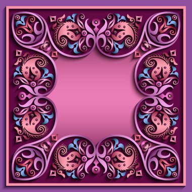 Soyut vektör süslemeli doğa vintage çerçeve.