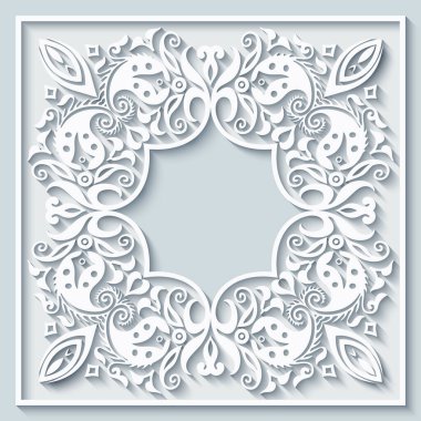 Soyut vektör süslemeli doğa vintage çerçeve.