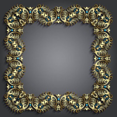 Soyut vektör süslemeli doğa vintage çerçeve.