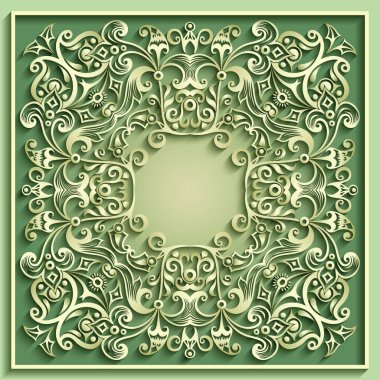 Soyut vektör süslemeli doğa vintage çerçeve.