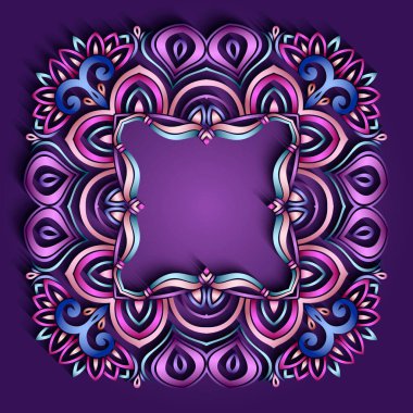 Soyut vektör süslemeli doğa vintage çerçeve.