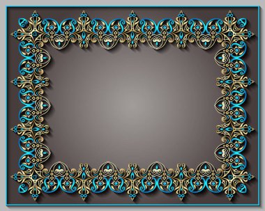 Soyut vektör süslemeli doğa vintage çerçeve.