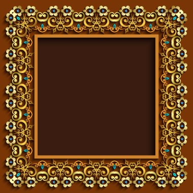 Soyut vektör süslemeli doğa vintage çerçeve.