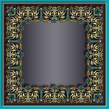 Soyut vektör süslemeli doğa vintage çerçeve.