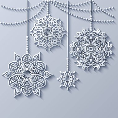 Modern vektör süslemeli Noel ağacı oyuncakları.