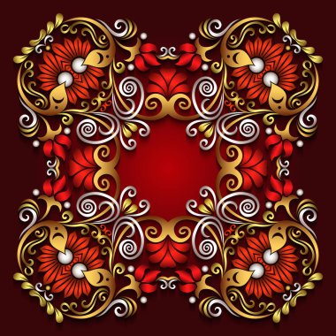 Soyut vektör süslemeli doğa vintage çerçeve.