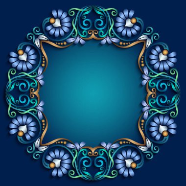 Soyut vektör süslemeli doğa vintage çerçeve.