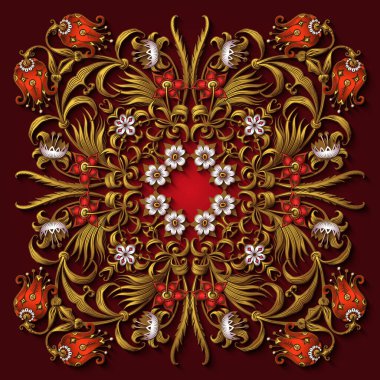 Çiçekli el çizimi vektör vintage illüstrasyon.