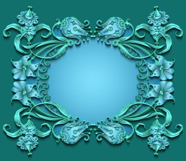 Çiçekli el çizimi vektör kenarı.