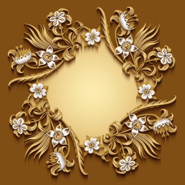 Çiçekli el çizimi vektör kenarı.