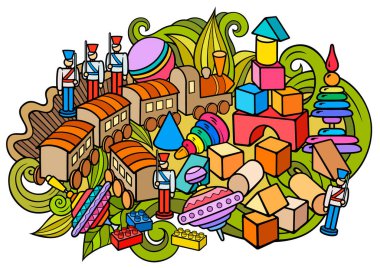 Çizgi filmlerdeki sevimli karalamalar, oyuncak çizimleri.