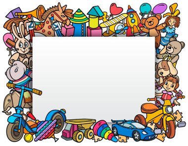 Çizgi film, el çizimi çocuk oyuncakları çerçevesi.