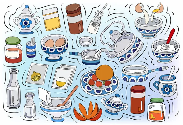 Inicio Cocina vector ilustración — Vector de stock