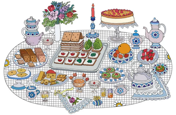 家庭料理静止画ベクトルイラスト — ストックベクタ