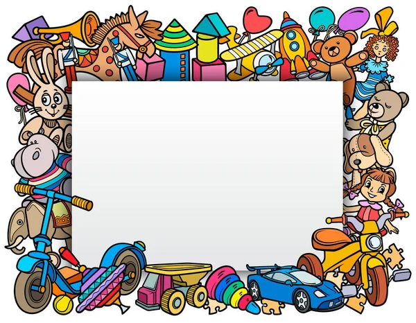 Kreskówka bazgroły ręcznie rysowane dzieci zabawki ramki — Wektor stockowy