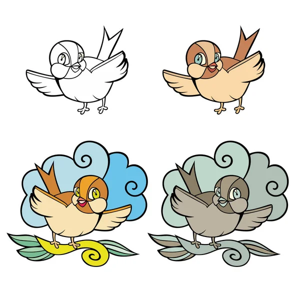 Handgetekende vectorvogel set — Stockvector