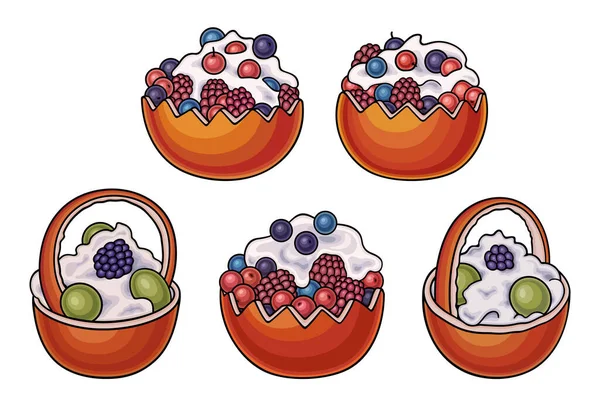 Doce comida mão desenhada vetor doodles ilustração — Vetor de Stock