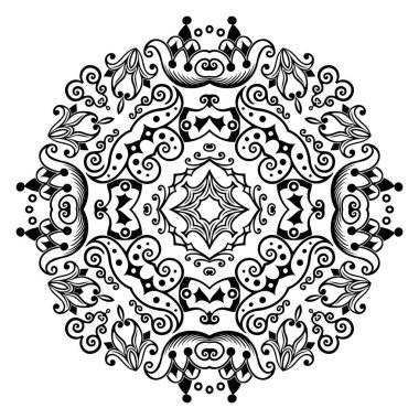 Vektör soyut siyah renk dekoratif etnik süsleme.